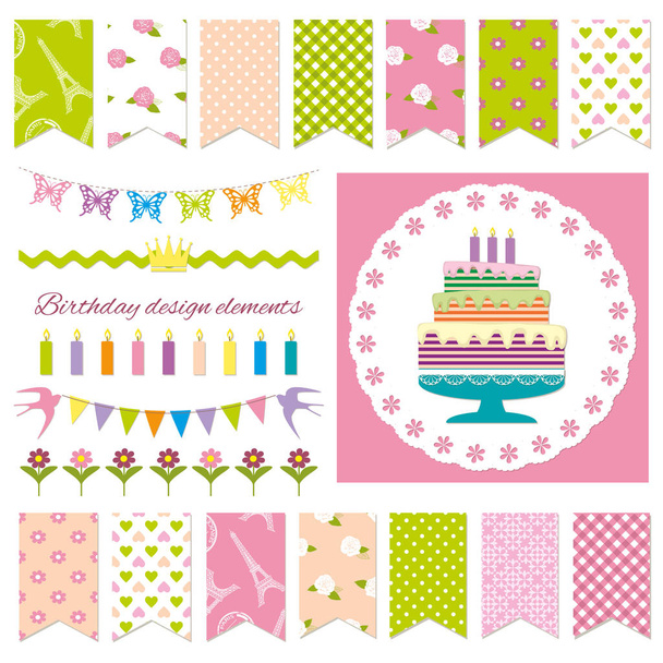 Birthday party design elements. - Vektor, obrázek
