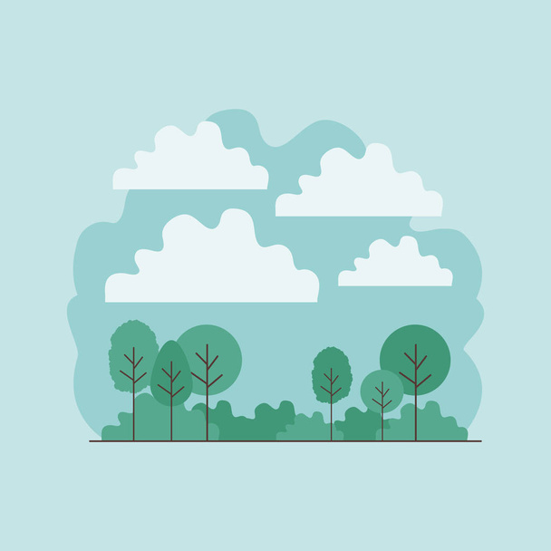 森林景観シーンのアイコン - ベクター画像