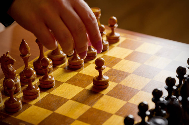 Chessboard with figures - Foto, Imagen