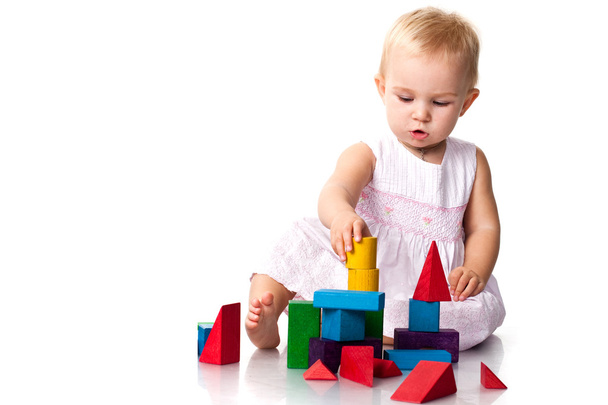 Beautiful baby building a castle - Foto, Imagem