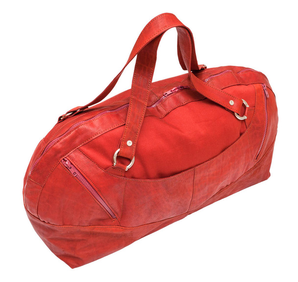 side view of closed red travel bag isolated - Fotografie, Obrázek