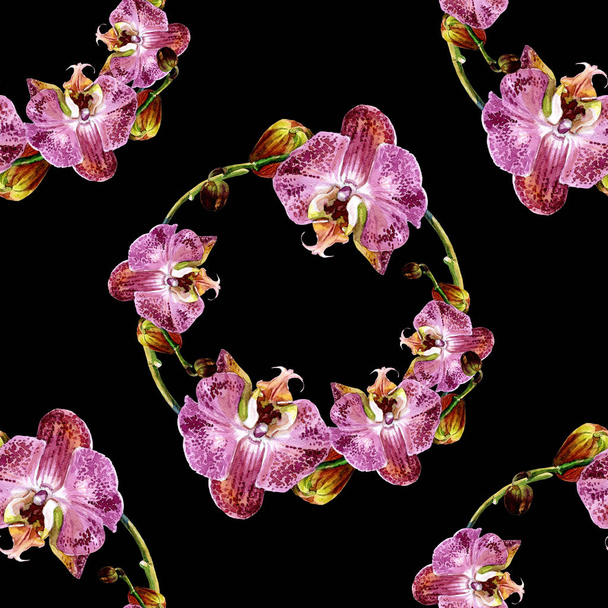 Aquarell nahtloses Muster mit Orchideen. - Foto, Bild