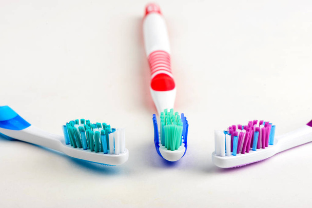 toothbrush on white background. dental floss. Toothbrush - Photo, Image