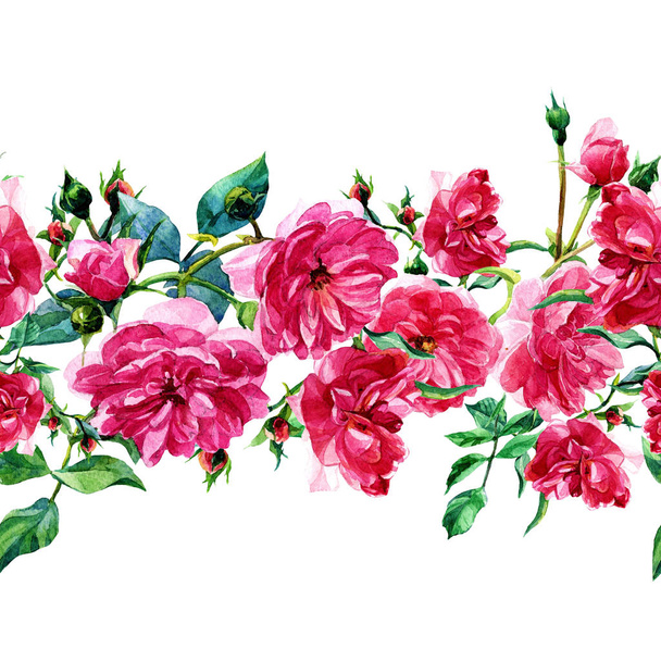 Varrat nélküli mintát akvarell festett nagy Rózsa. - Fotó, kép