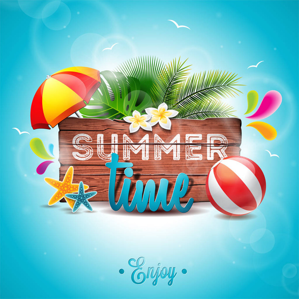 summer time party holidays invitation flyer poster sign beach sun tropical - Διάνυσμα, εικόνα