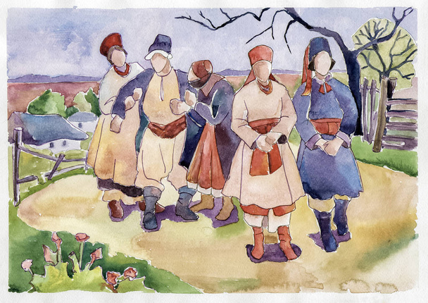 Staré venkovské svatbě akvarel - Fotografie, Obrázek
