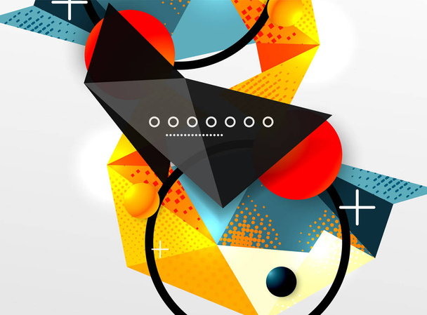 Vector kleur geometrische abstracte compositie, driehoekig en veelhoekige ontwerpelementen, digitale achtergrond - Vector, afbeelding