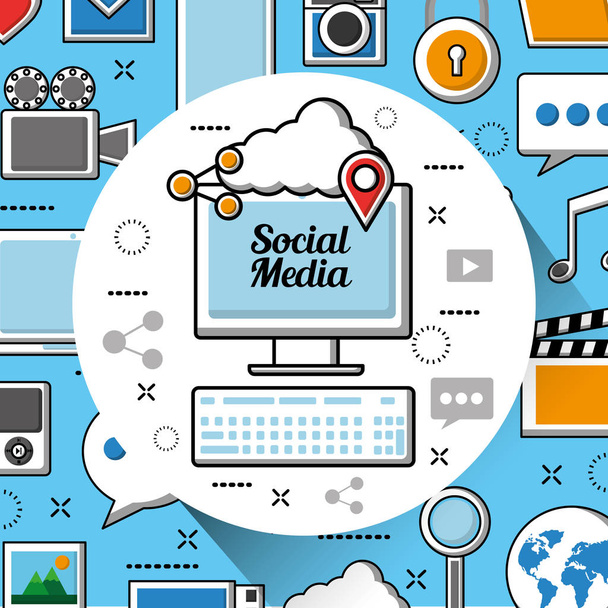 Szociális média-hálózatok - Vektor, kép