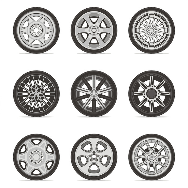 Set of Different Wheels - Vector, Image