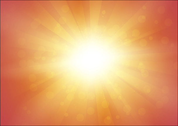 Oranje achtergrond met zonneschijn en Flash met stralen - Abstract vectorillustratie in A4-formaat. - Vector, afbeelding