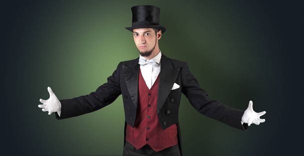 Magician holds something invisible  - Foto, Imagem