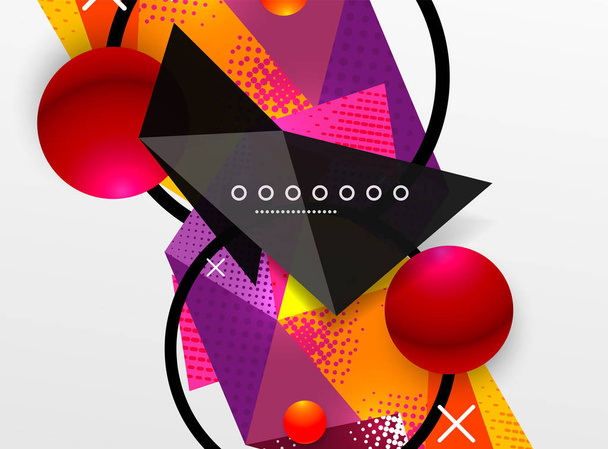 Vector color geometric abstract composition, triangular and polygonal design elements, digital background - Vector, Image