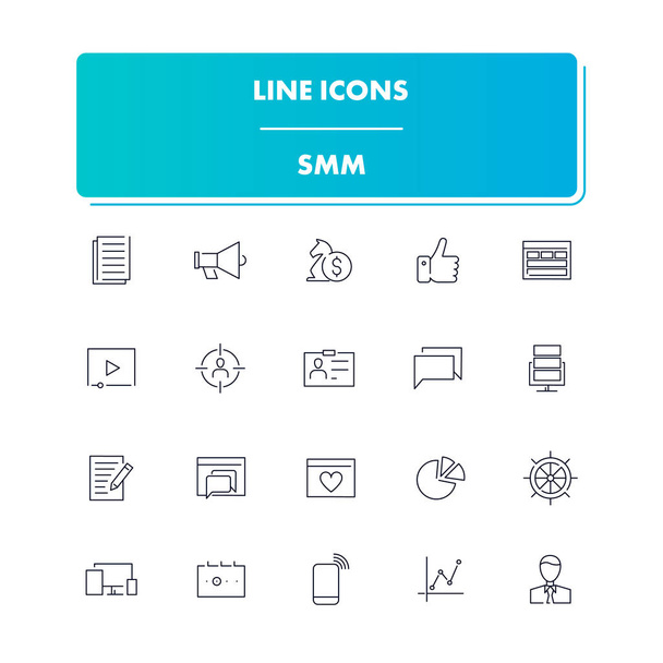 Line icons set. SMM - Vector, imagen