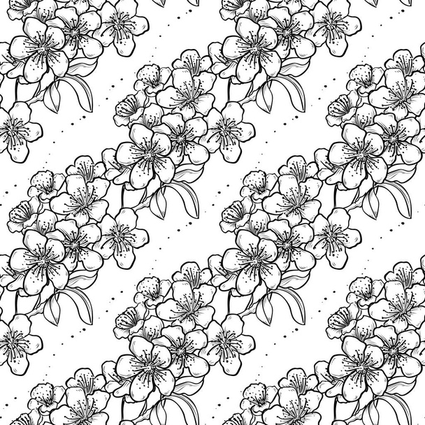Vector hand drawn sakura seamless pattern - Вектор, зображення
