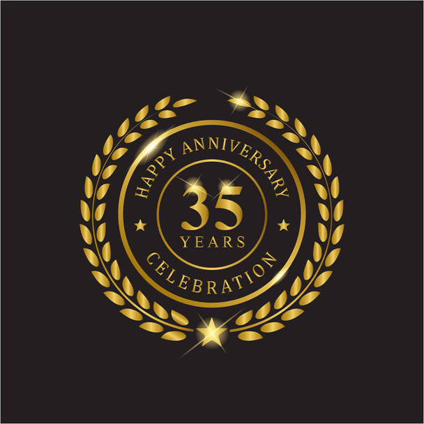 Gold wreath anniversary thirty five years celebration. - Vector, Image