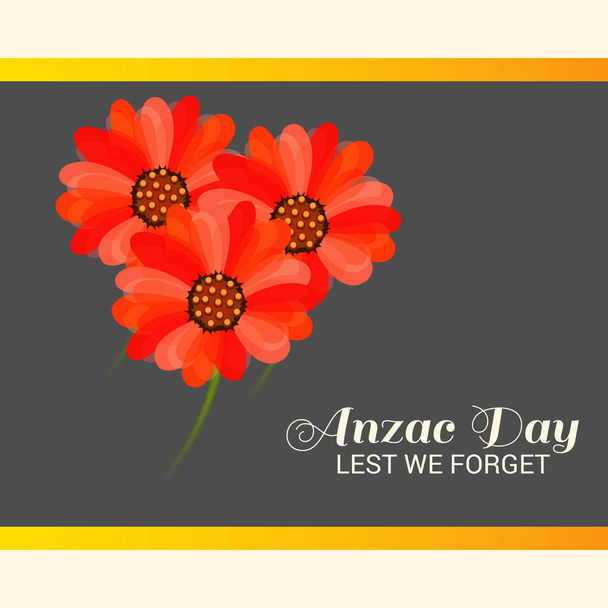 Vector illustration of a Background  with poppies and text Lest we forget. - Vektor, Bild