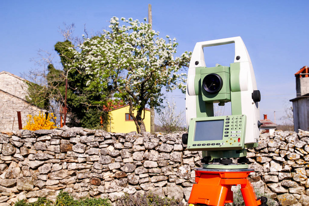 Survey Instrument geodetic device, total station set in the fiel - Photo, Image