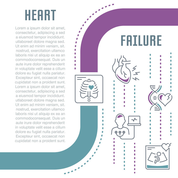 Banner ιστοσελίδα και τη σελίδα προορισμού της καρδιακής ανεπάρκειας. - Διάνυσμα, εικόνα