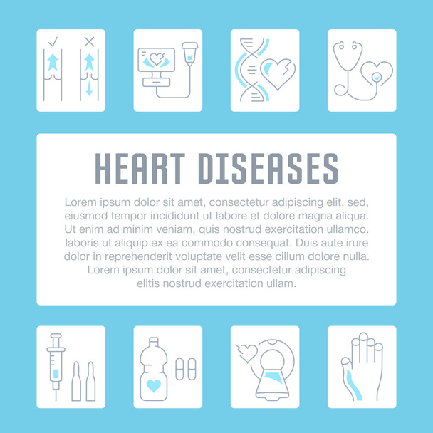 Banner ιστοσελίδα και τη σελίδα προορισμού των καρδιακών παθήσεων. - Διάνυσμα, εικόνα
