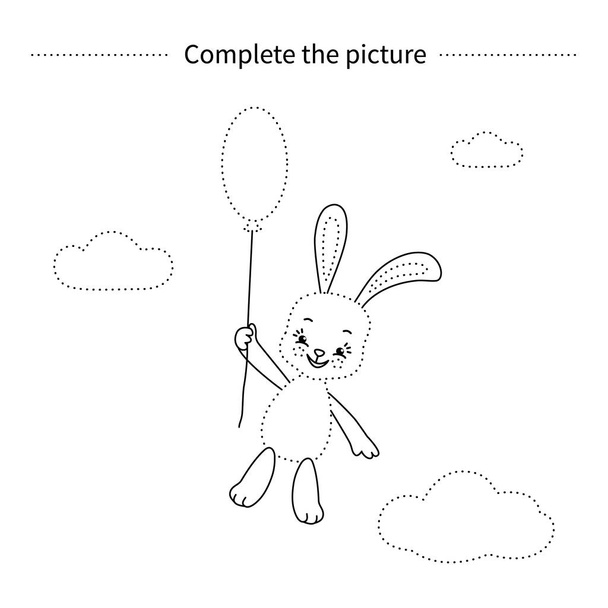 Cute bunny with balloon. - Vector, Image