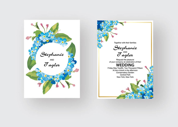 Svatební pozvání, květinové pozvat Děkuji, rsvp moderní karty Design: zelený tropický Palmový list zelení eukalyptus větve dekorativní věnec rám vzor. Vektor elegantní akvarel rustikální šablona - Vektor, obrázek