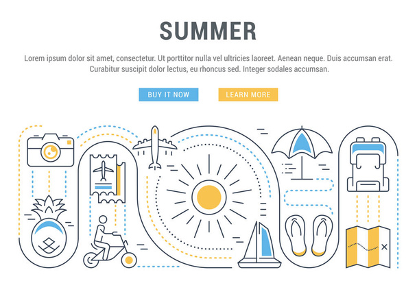 Website Banner and Landing Page of Summer. - Vector, Image
