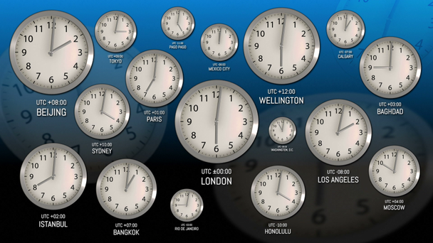 Time Zones - Clock 52 (HD) - Footage, Video