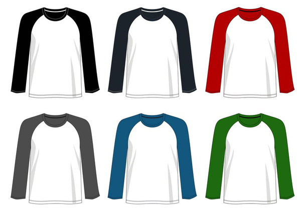 Vektor Design T-Shirt Vorlage für T-Shirt Männer mit Farbe schwarz weiß rot blau grau orange grün - Vektor, Bild