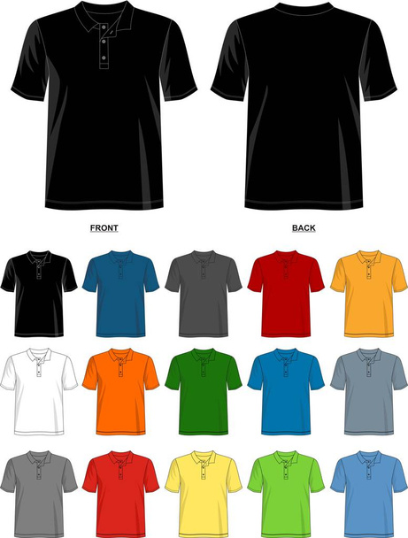 vektör tasarım t gömlek şablonu renk siyah beyaz kırmızı mavi gri turuncu yeşil olan t gömlek erkekler için - Vektör, Görsel