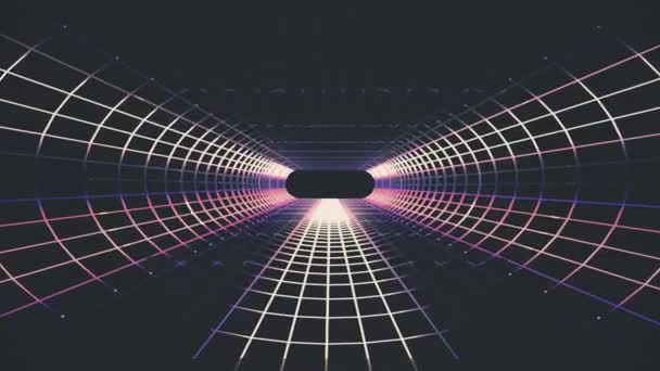 無限のネオン ライト グリッド純サイバー レトロ トンネル飛行モーション グラフィックス アニメーション背景シームレス ループ新しい品質未来のビンテージ スタイル クールな素敵な美しい映像 - 映像、動画