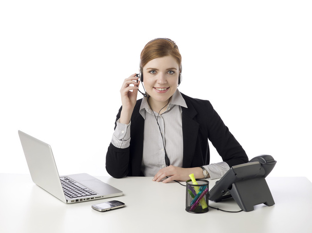 attractive secretary with headsets - Photo, Image