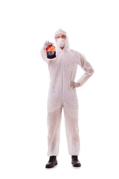 Epidemiologo con campione di sangue isolato su sfondo bianco - Foto, immagini
