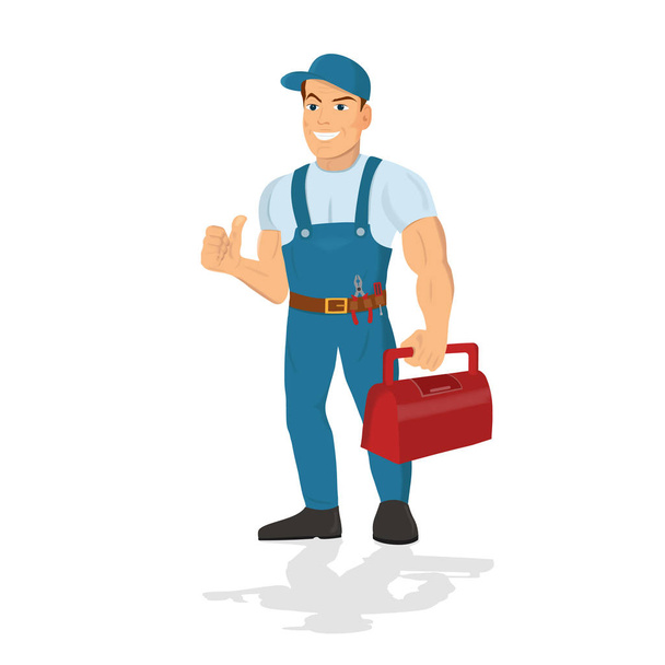 Repairman with the tools. Technical service. - Vector, Image