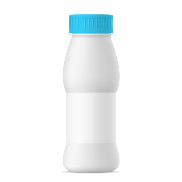 Botella de yogur realista vectorial con tapa azul
 - Vector, imagen