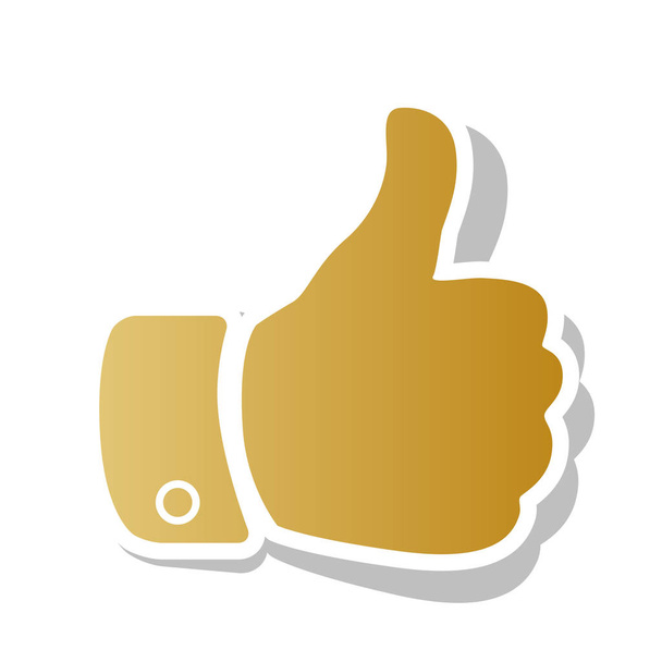 Hand sign illustration. Vector. Golden gradient icon with white  - Vector, Image