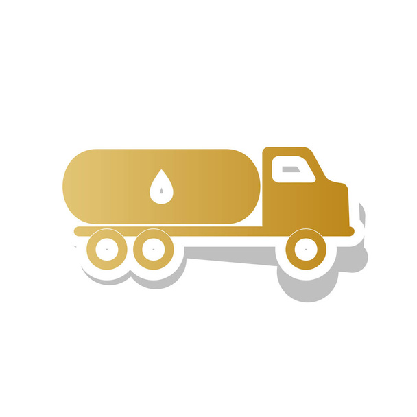 Carro transporta sinal de óleo. Vector. Ícone de gradiente dourado com branco
 - Vetor, Imagem