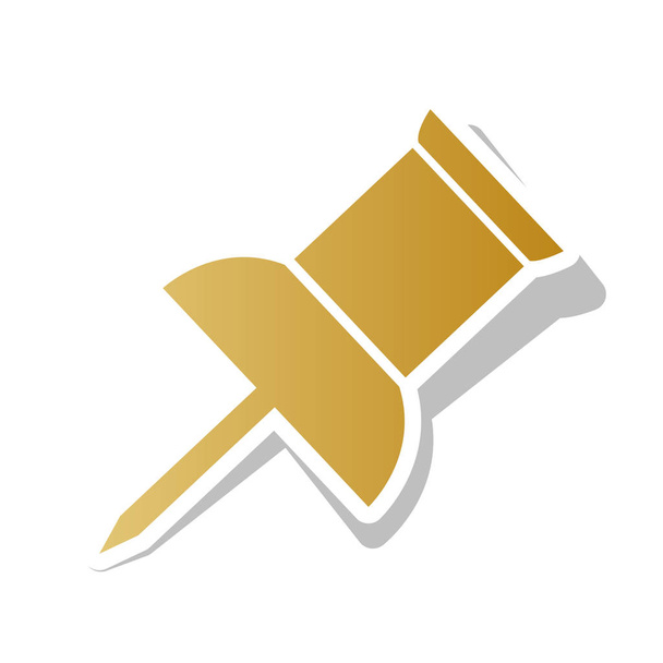 Pin push sign. Vector. Icono de degradado dorado con contorno blanco a
 - Vector, Imagen
