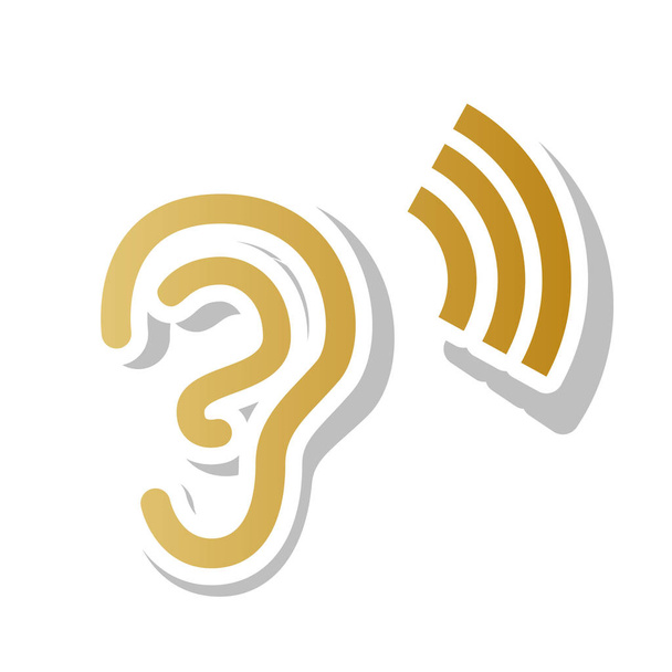 Anatomía humana. Signo de oído con onda sonora. Vector. Gradiente dorado
  - Vector, imagen