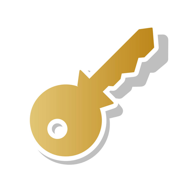 Ilustração do signo chave. Vector. Ícone de gradiente dourado com c branco
 - Vetor, Imagem
