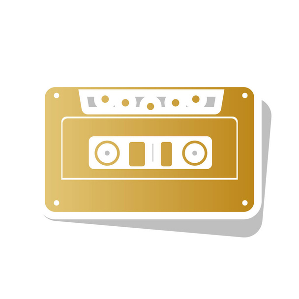 Cassette icon, audio tape sign. Vector. Golden gradient icon wit - Vector, Image