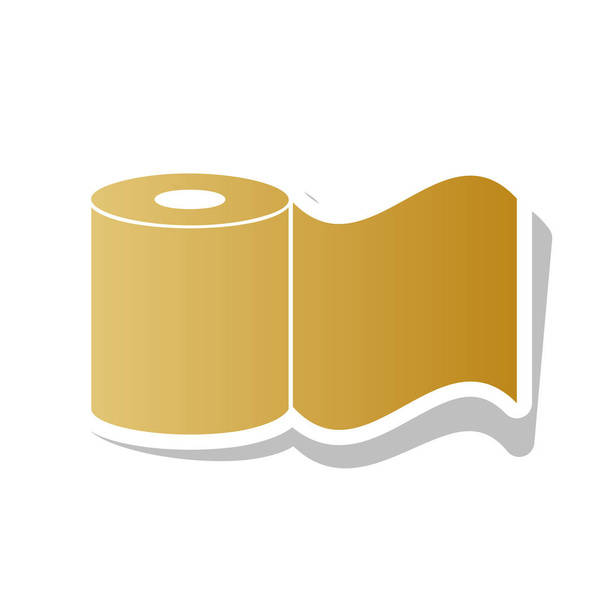 Toilet Paper sign. Vector. Golden gradient icon with white conto - Vector, Image