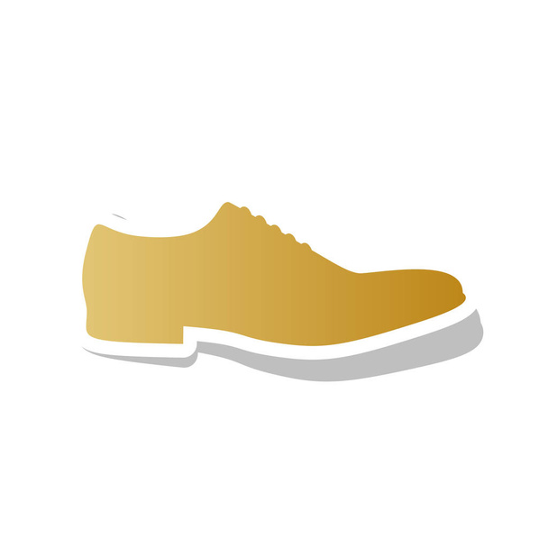 Mannen schoenen ondertekenen. Vector. Gouden kleurovergang pictogram met witte contour  - Vector, afbeelding