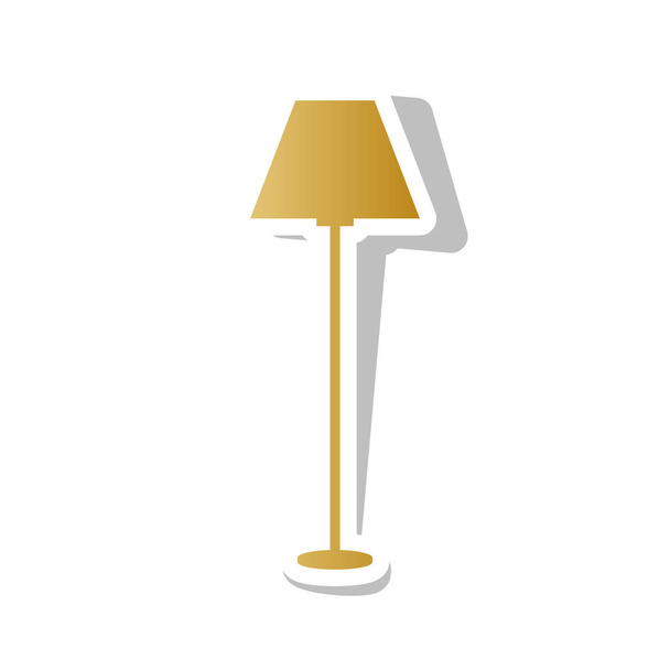 Lámpara simple signo. Vector. Icono de gradiente dorado con contou blanco
 - Vector, Imagen