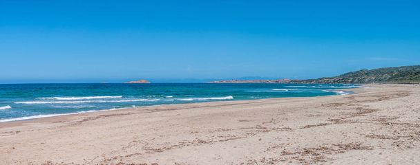 Panoramic landscape of desert beach of Badesi - Photo, Image