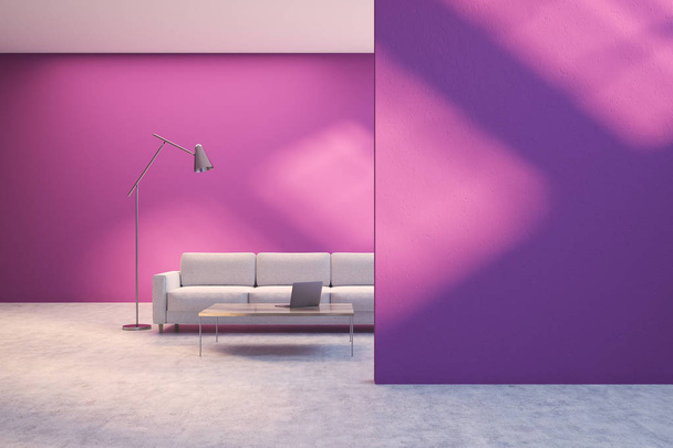 Purple lving room interior, sofa and wall - Zdjęcie, obraz