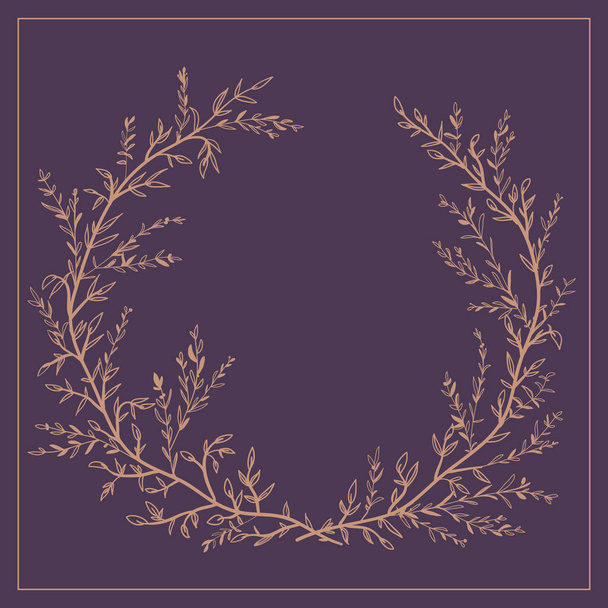 Corona de ramitas y hojas vector. Plantilla para invitati boda
 - Vector, imagen