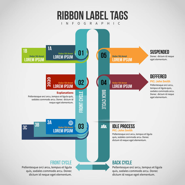 Ribbon Label Tags Infographic - Vector, Image