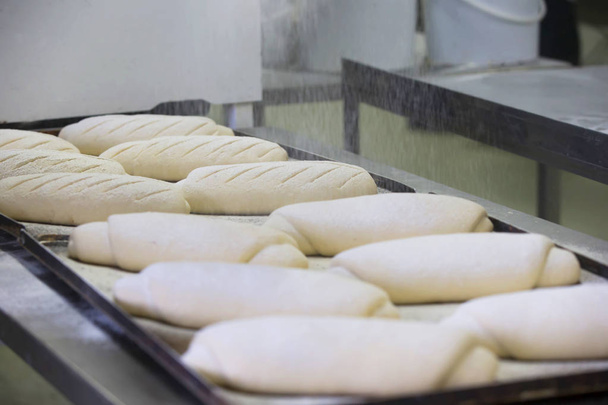Cozimento de pão industrial. Pão semi-pronto
 - Foto, Imagem