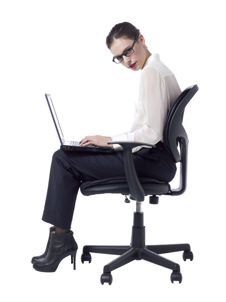 sitzende Frau mit Laptop - Foto, Bild