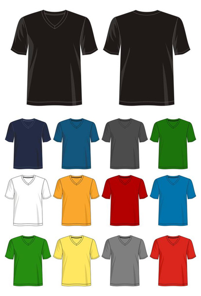 design vector t shirt template collection for men with color black white blue green yellow red gray  - Vector, Image